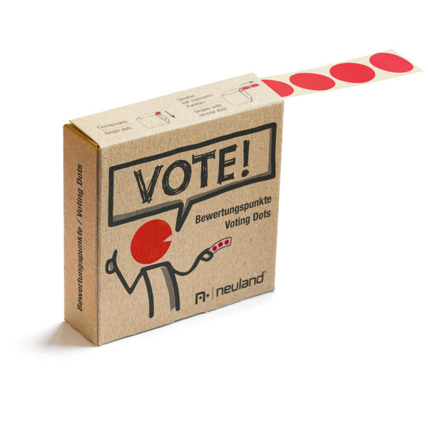 Vote, voting dots, red, roll, sold by Inky Thinking UK, Official Neuland UK re-seller