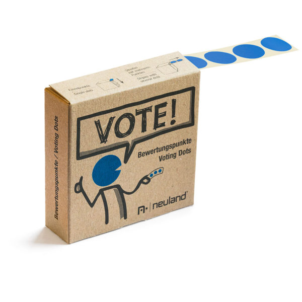 Vote, voting dots, blue, roll, sold by Inky Thinking UK, Official Neuland UK re-seller