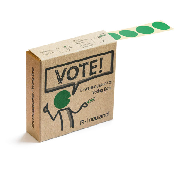 Vote, voting dots, green, roll, sold by Inky Thinking UK, Official Neuland UK re-seller