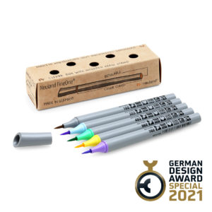 FineOne 5 colour set of art brush pens sold by Neuland & Inky Thinking UK
