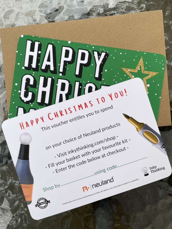 FESTIVE GREEN gift voucher sold by Inky Thinking, Neuland UK reseller